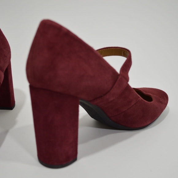 FRANCO SARTO Red Suide Mary Jane Block Heels 7.5 - Picture 6 of 7